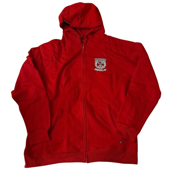 Dixxon Ground Up Customs Hoodie 3XL Sturgis SD Red Zip Up Fleece Biker Rally - Picture 1 of 3